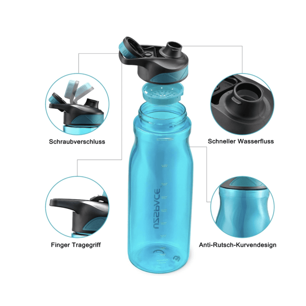 Gertuvė UZSPACE Storm Sport 800 ml, plastikas be BPA - Juoda