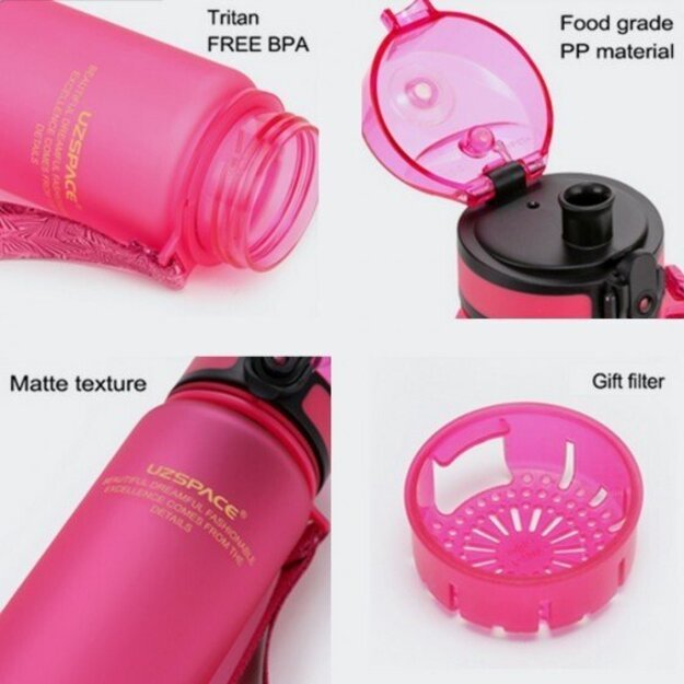 Gertuvė UZSPACE TRITAN 650 ml, plastikas be BPA - 3037-PINK